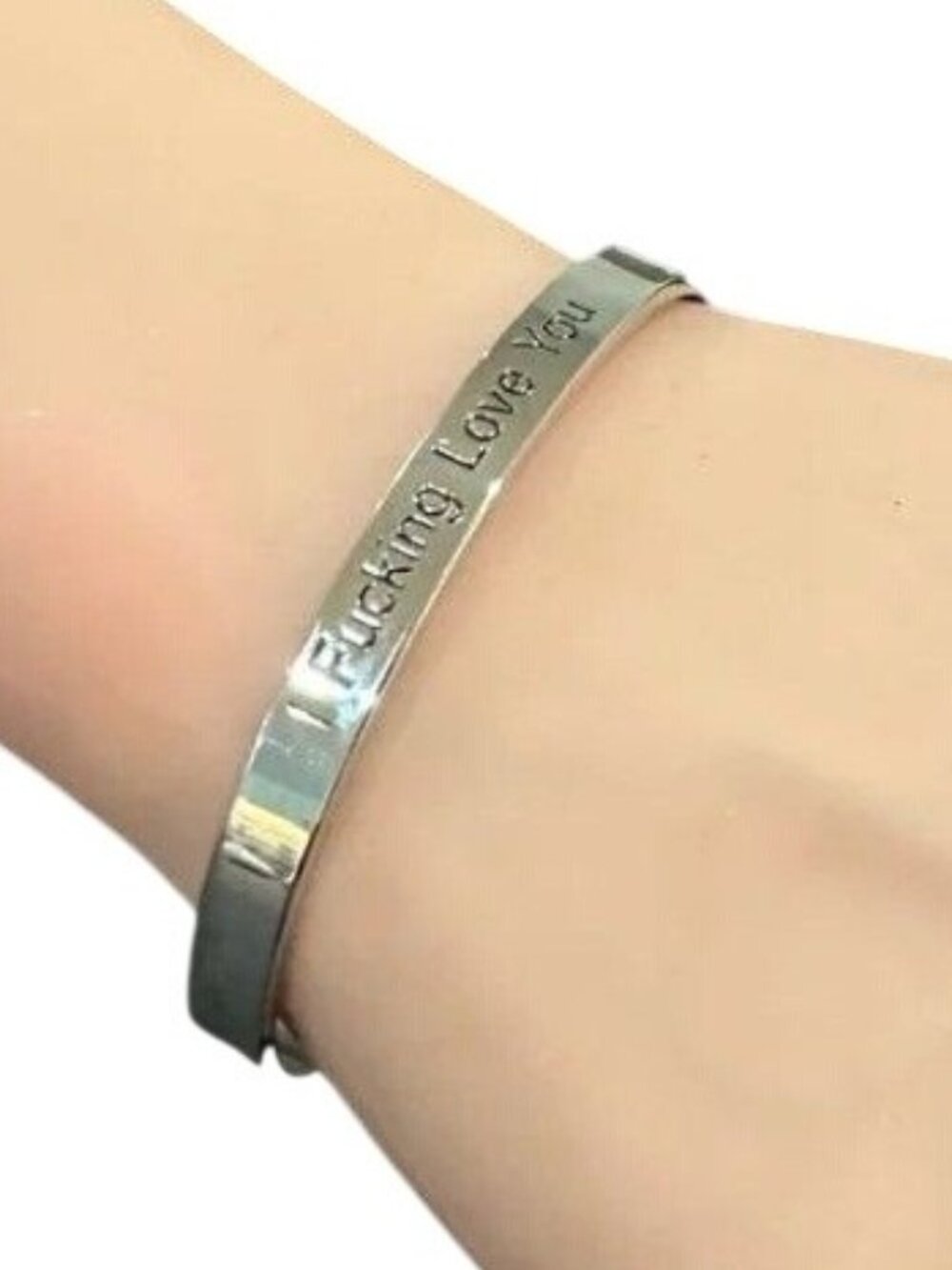 Engraved Stainless Steel Cuff Bracelet I Fcking Love You Motivational Jewelry